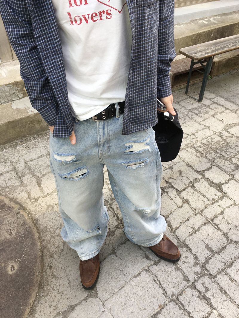 No.1726 T damage light denim PT