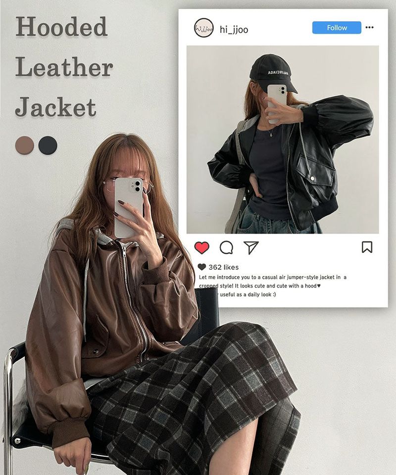 Vinem Color Hooded Leather Jumper