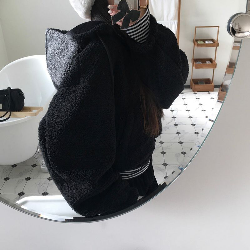 [BELLIDE MADE] Boa fleece + corduroy reversible zip-up hoodie