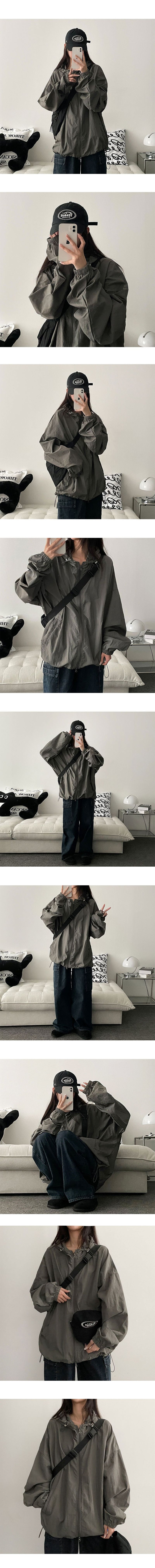 Steen two-way high-neck hooded windbreaker