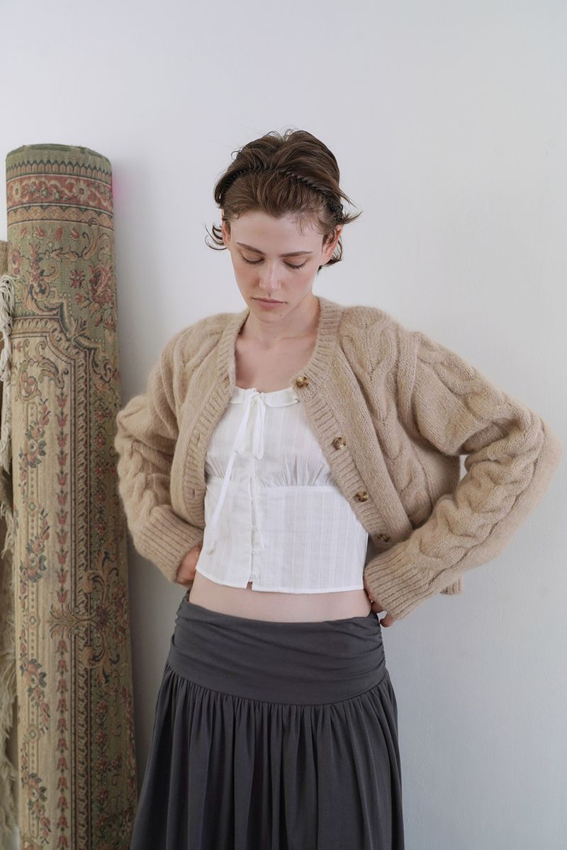 Mohair cable cardigan_beige