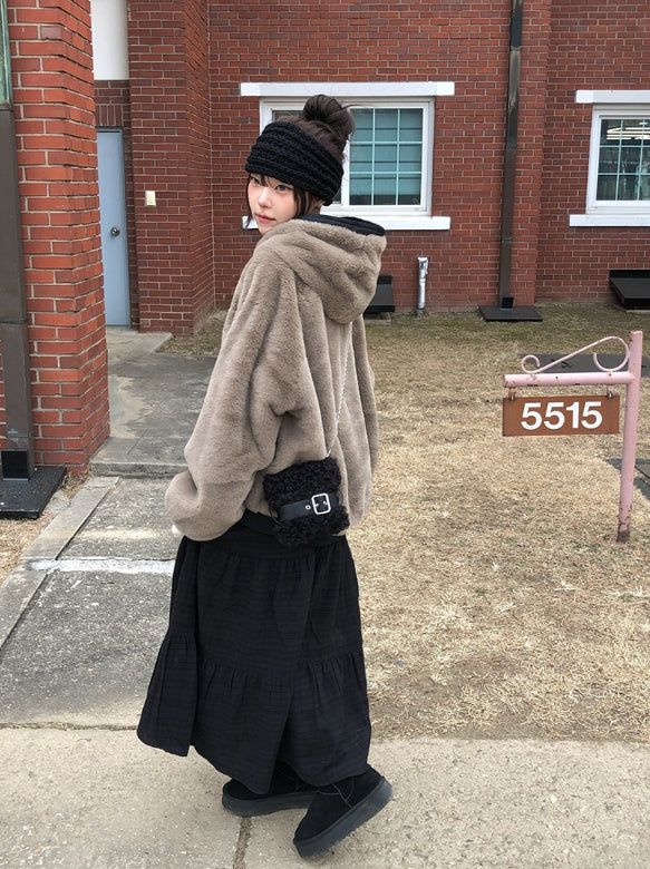 Roit Check Frill Long Banding Skirt