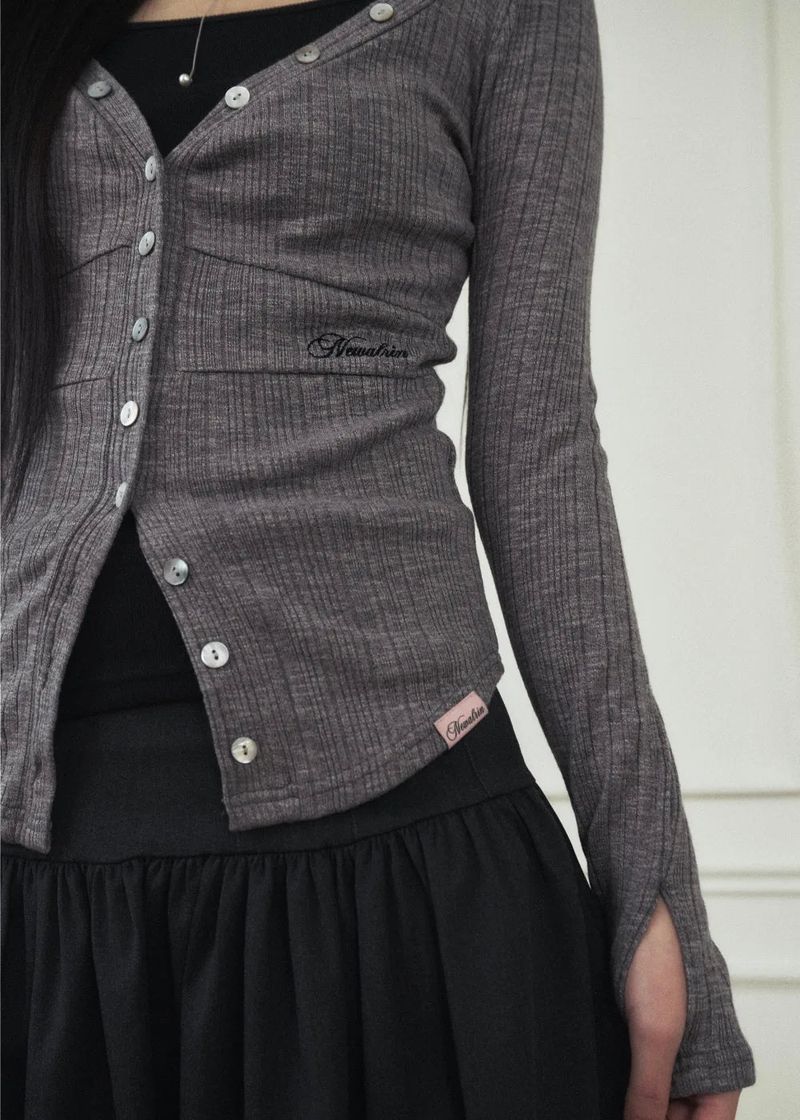 Ria Neck Button Knit Top