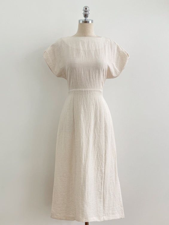Opil Balloon Sleeve Linen Long One Piece