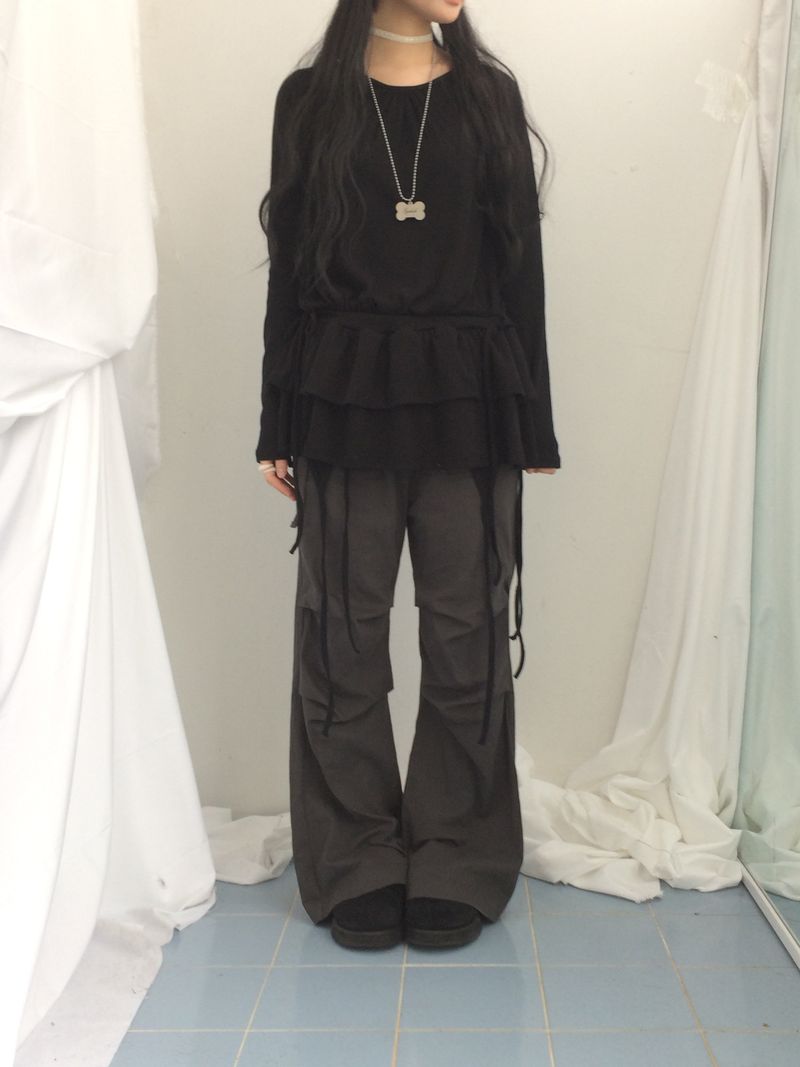 side strap frill dress
