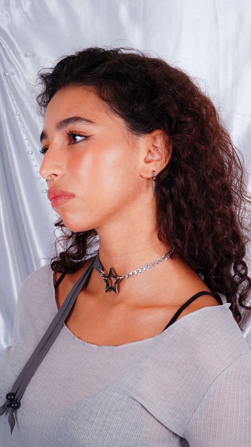 Star suede Necklace (Gray)