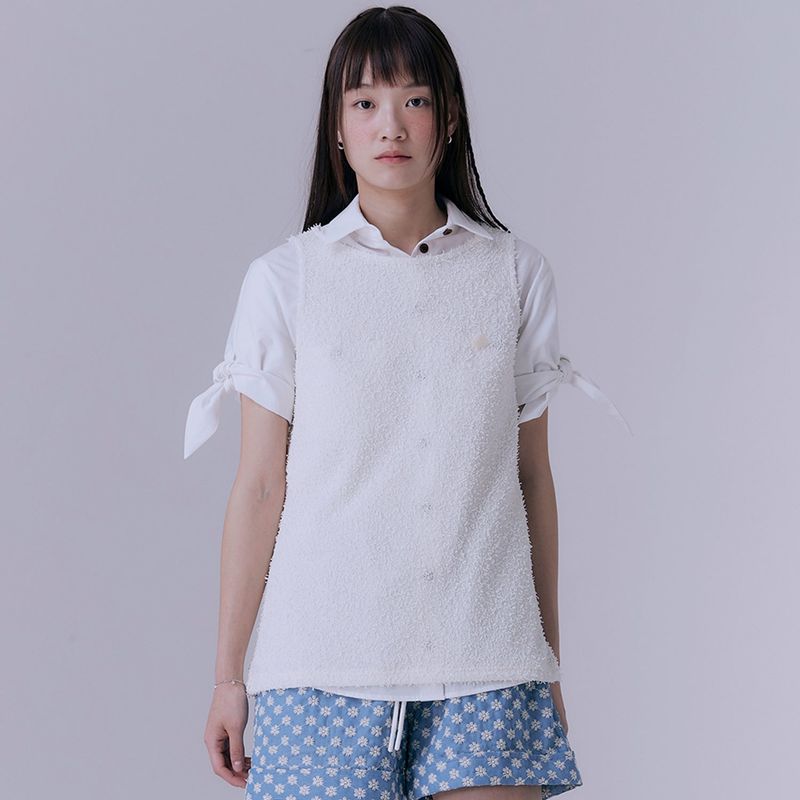 SILN(シルン)の「Boat neck boucle knit sleeveless (IVORY)(Tops)」