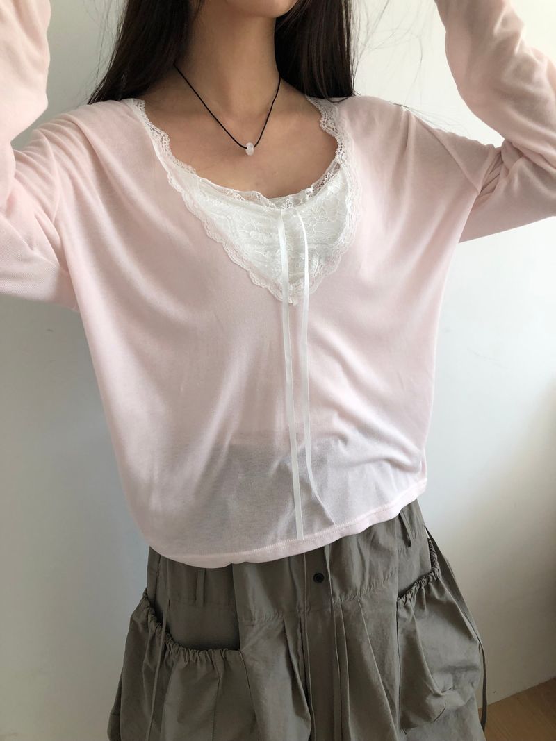 ディナ レース リボン アジャスタブルストラップ キャップスリーブレストップ