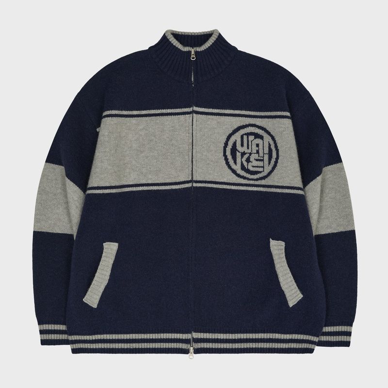 Colorblock Logo Zip-up Cardigan
