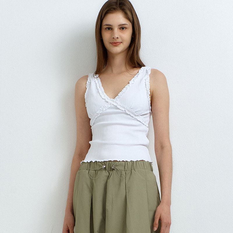 RAVEROUS（レイバロス）の「V-Neck Lace Sleeveless White（Tops）」