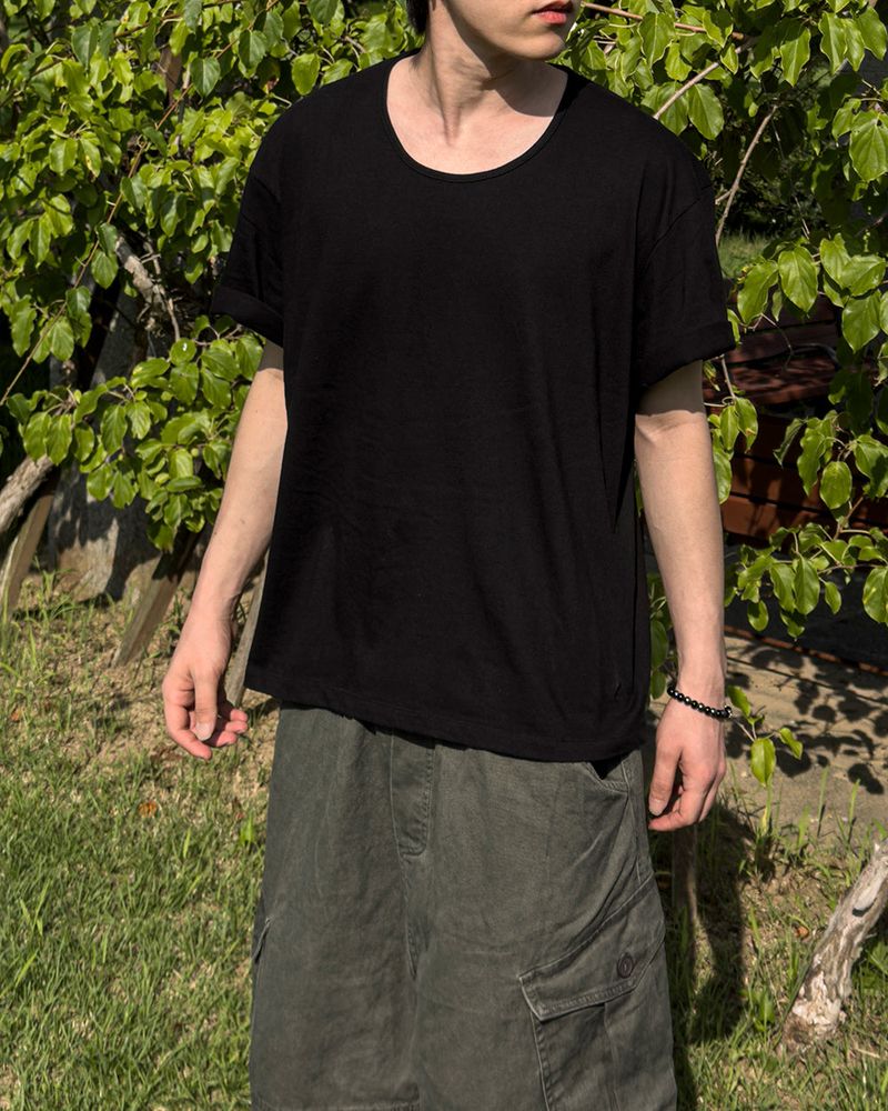 Erne Crop Over U Neck Short Sleeve Tee