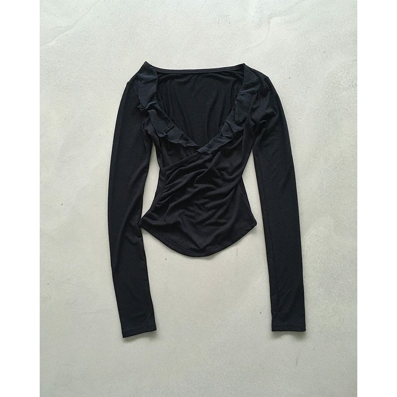 Bai V-neck Frill T