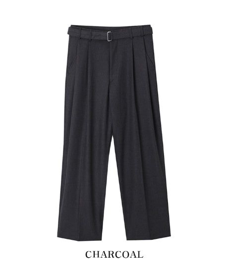 Andy Wool Belt Two Tuck Wide Slacks