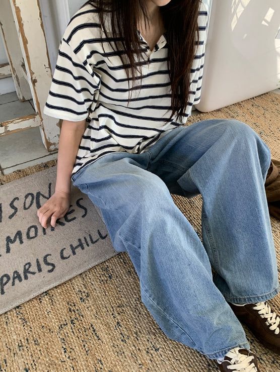 Obe wide denim pants