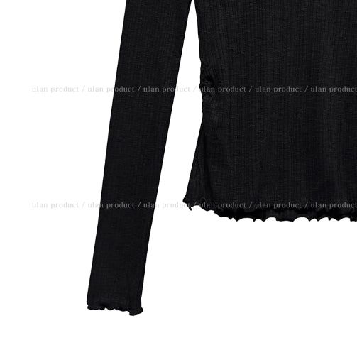 Heroni Ruffle Ribbed Long Sleeve