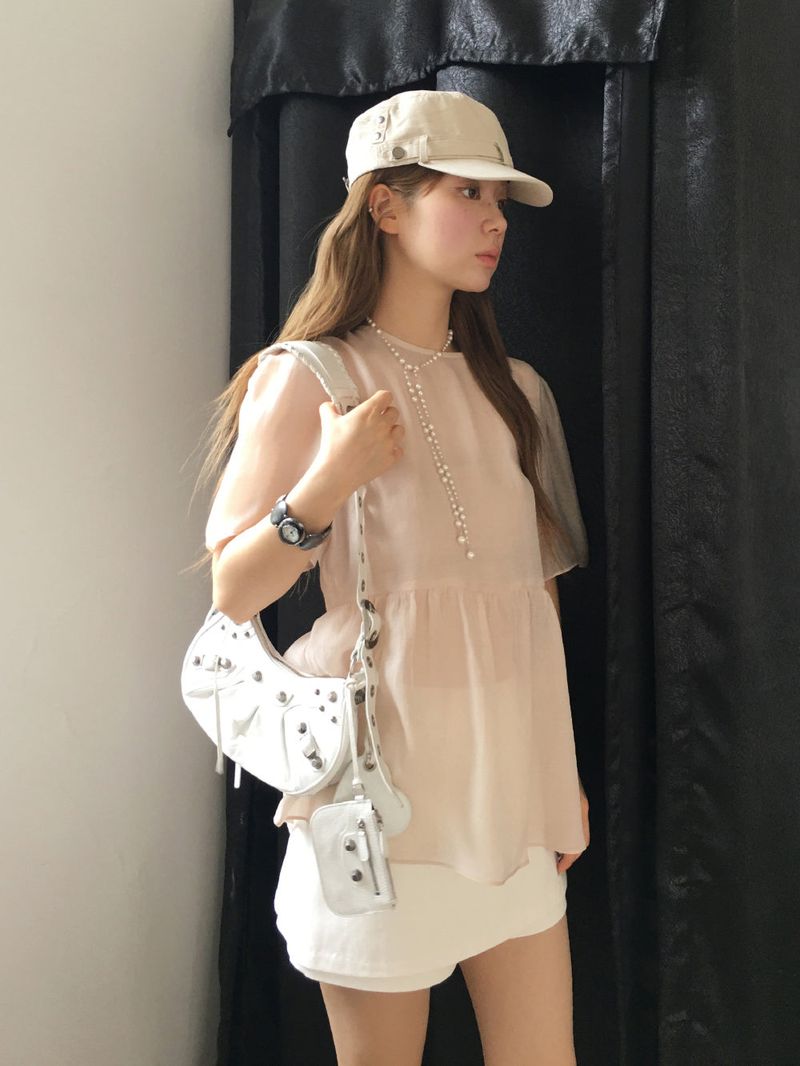 Sheer back ribbon blouse