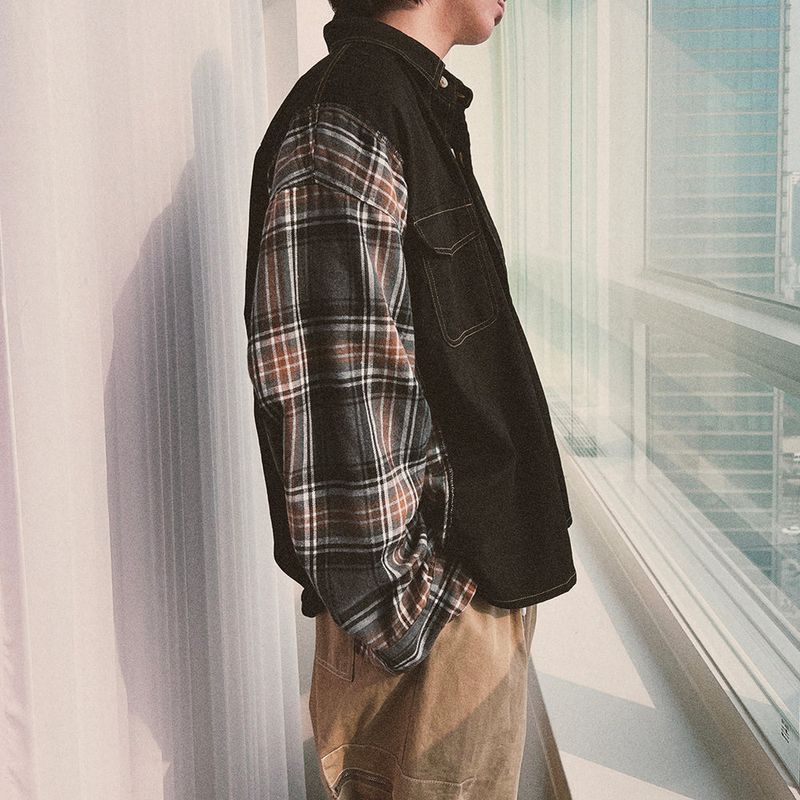 check block cotton shirt_black
