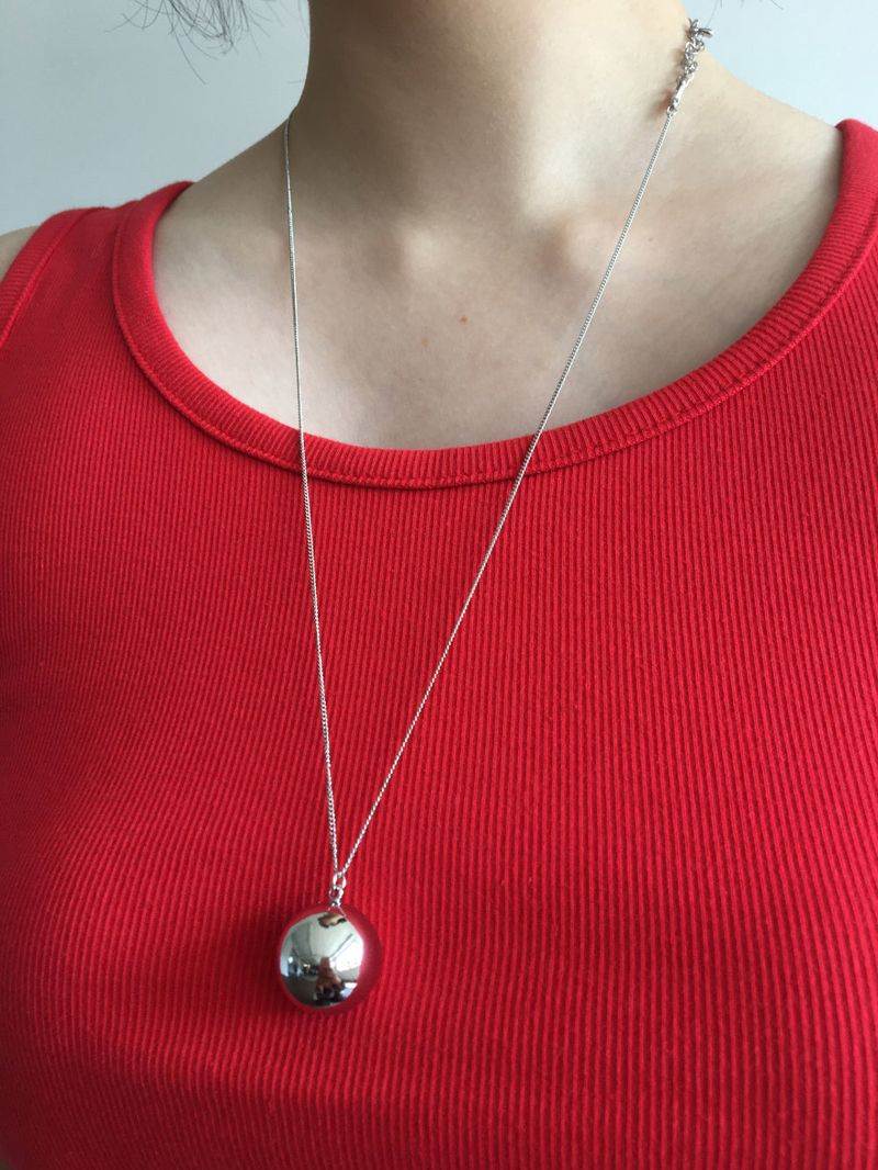 Silver Ball Long Necklace (1color)