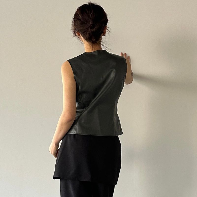 Button Leather Vest - 2colors
