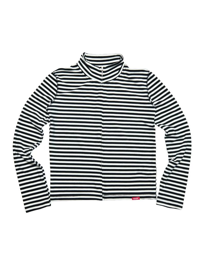 KRUCHI（クルチ）の「ストライプ ハーフ ジップアップ (BLACK) ウィメンズ（トップス）」