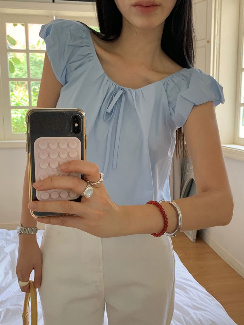 [MADE] Weare Ribbon Puff Blouse