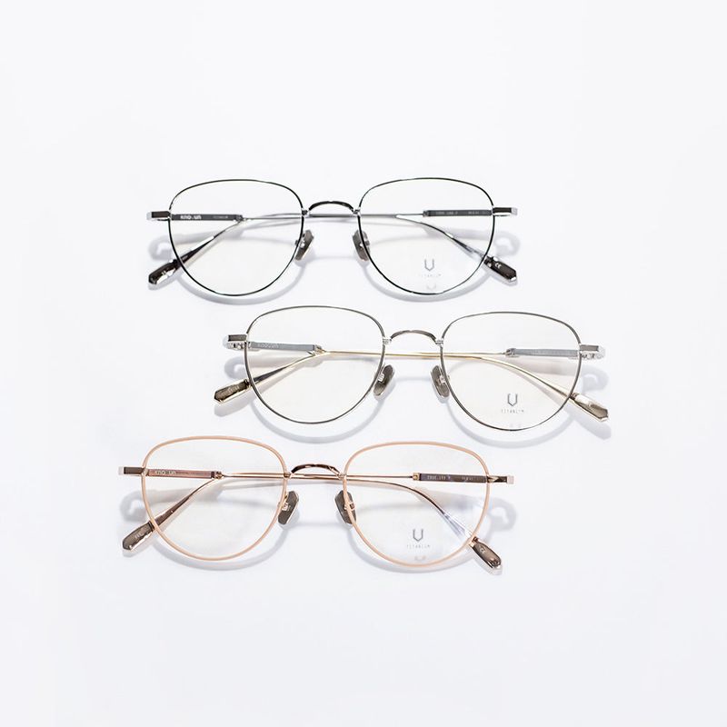 Knouun Round titanium glasses CODE. 102. F Silver N Gray