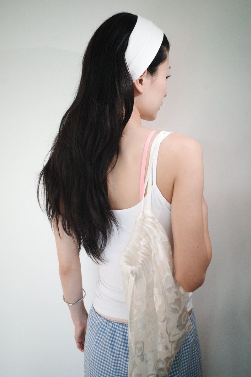 Sheer flower silk string bag