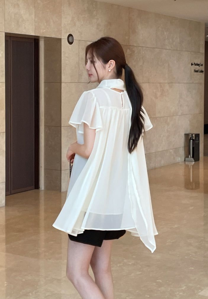 Hens Halter Tie Chiffon Blouse (Belt set)