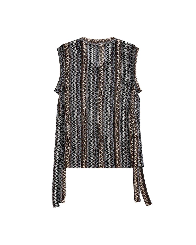  V neck knit Vest _ BROWN