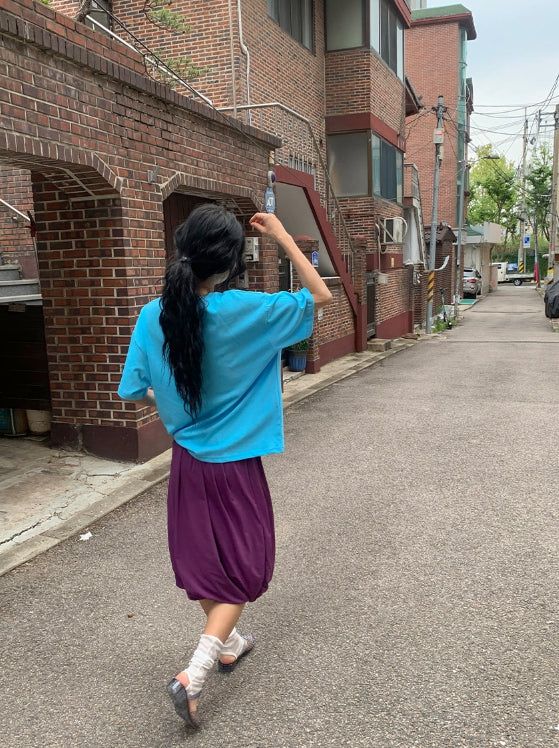 Mafu Balloon Shirring Midi Skirt