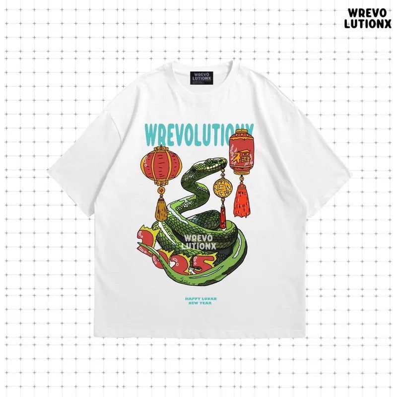 WREVOLUTIONX by WooLeeX（レボリューションエックス バイ ウーリーエックス）の「New Year Snake Year T-Shirt (White)（Tops）」