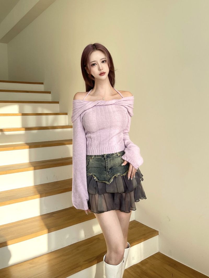 Candy twist off knit (2color)