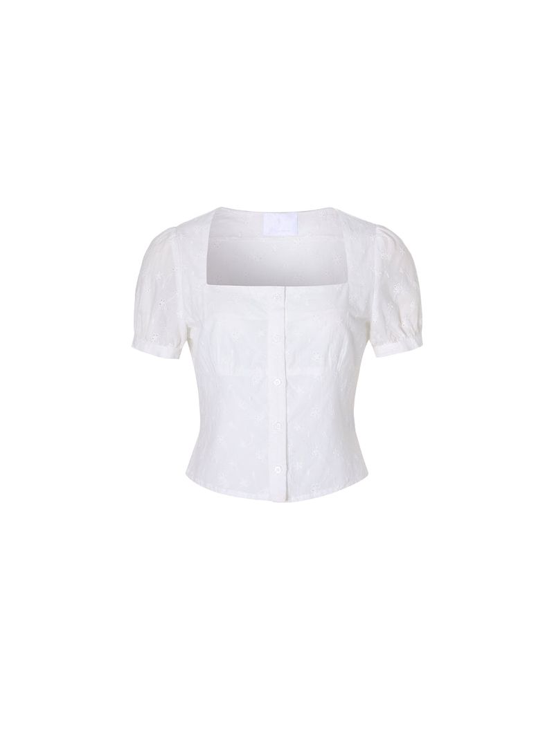 Floral square blouse (Ivory)