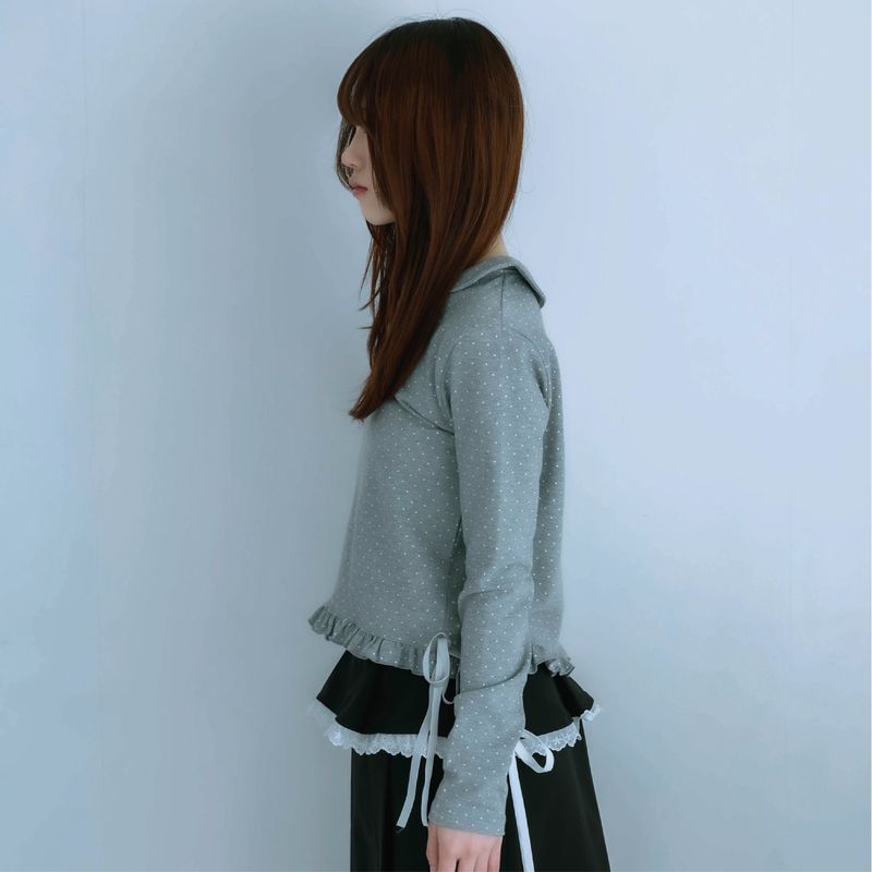 dot frill tee (gray)