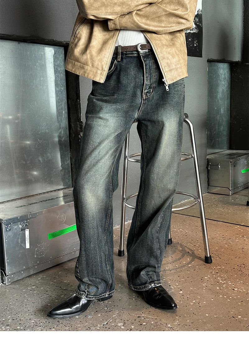 [F/W] Deep blue curve denim pants