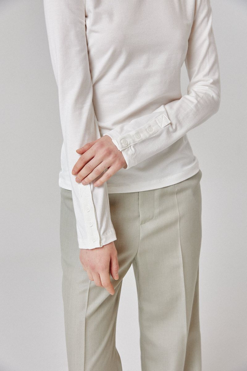 modal button long sleeve top_white