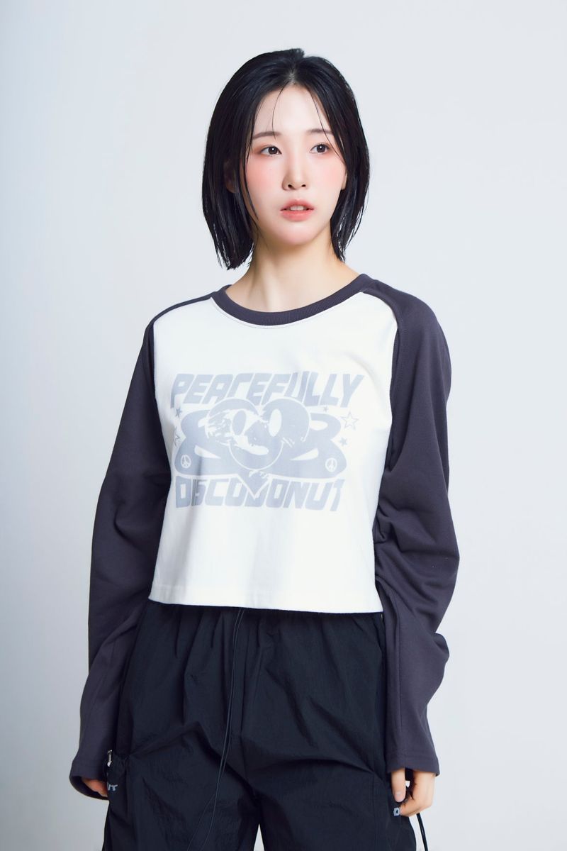 open armhole heart raglan ½T-shirts_charcoal/ivory