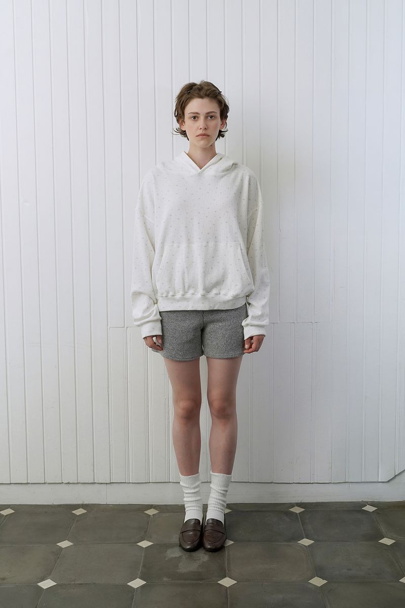 Floral waffle hoodie_ivory