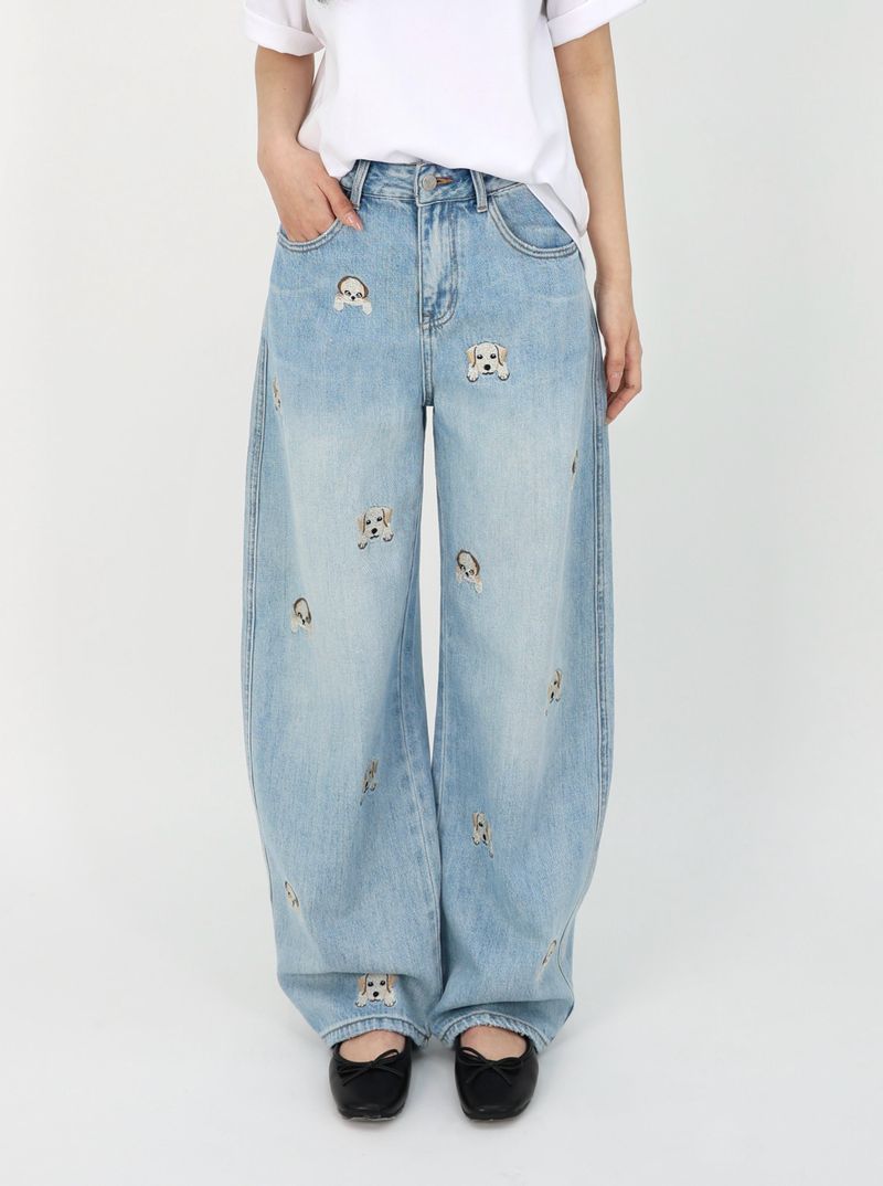 PUPPY EMBROIDERED CURVED DENIM code 26225