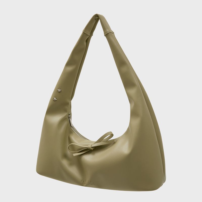 Artificial Leather Ribbon Hobo Bag