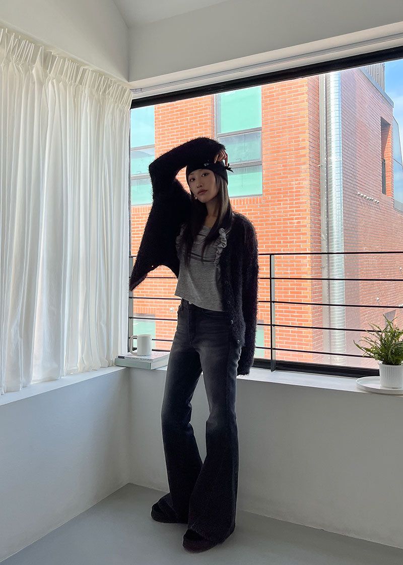 BLACK CAT BOOTS CUT DENIM