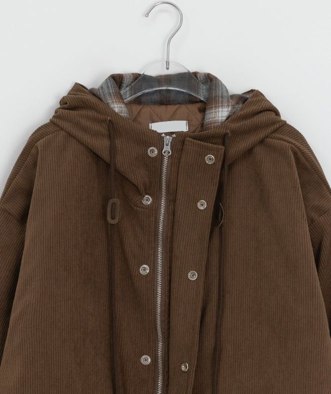Harvey Corduroy Quilted Hood Jumper