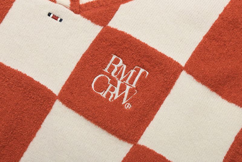 CHECKER BOARD TERRY VEST_ORANGE