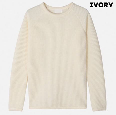 フィットリブマッスルラグランブラッシュドロングスリーブTシャツ