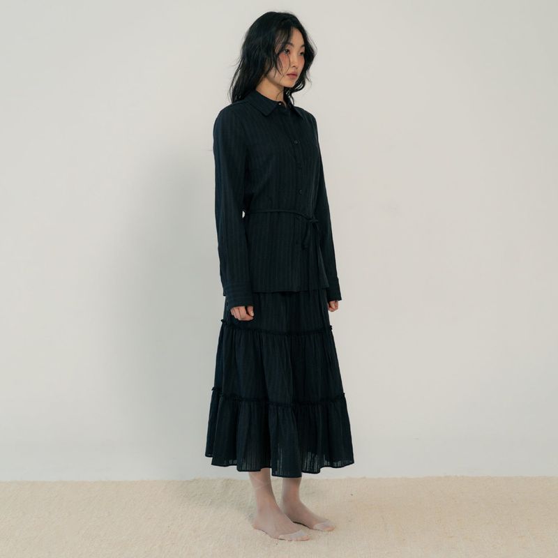 JACQUARD TIERED SKIRT (BLACK)