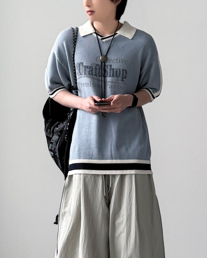 Blif Collar Half Sleeve Knit