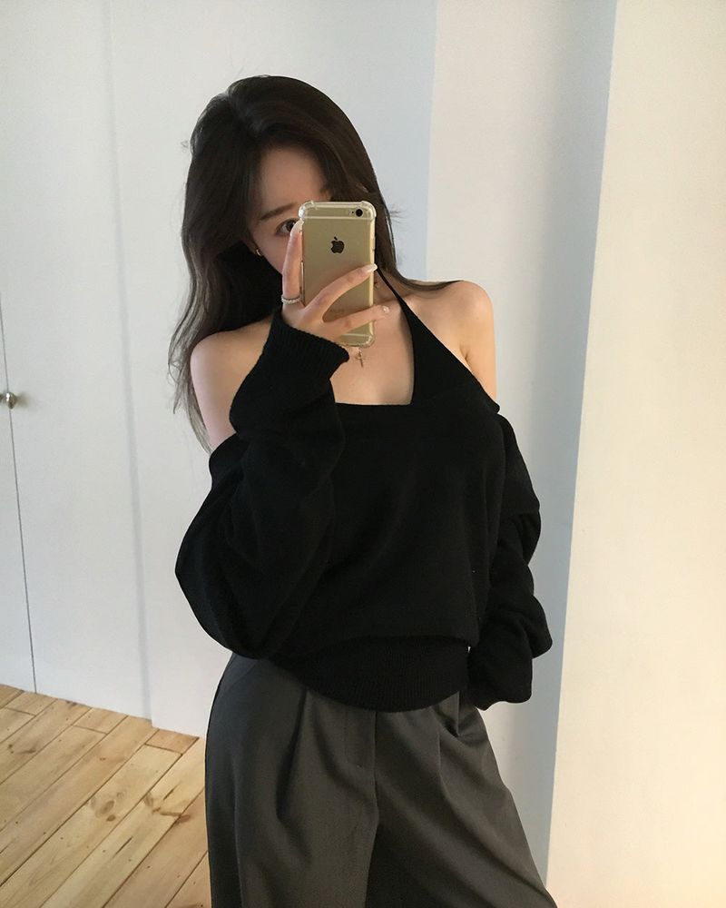 V-Neck Knit & Tank Top Set
