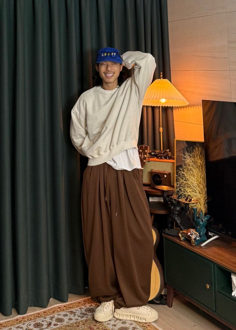 Double-pleated wide string pants 5COLOR