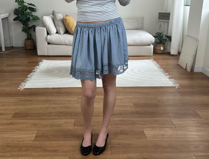 lace satin mini skirt