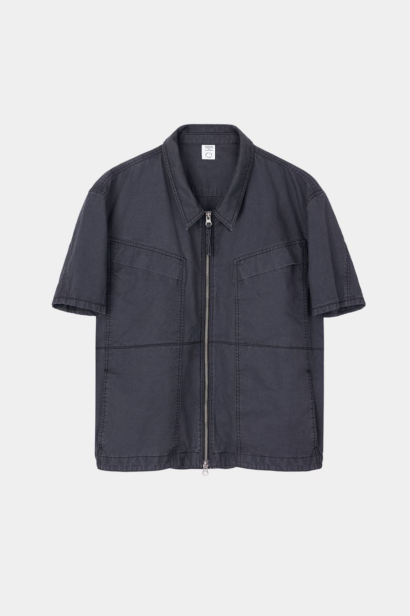 Vintage Washed Flap Pockets Work Shacket (Washed Charcoal)